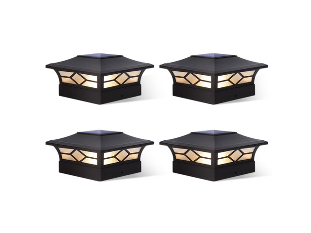 Solar Post Cap Lights Outdoor 4pack, Waterproof Solar Powered Deck Fence Post Lights for 4x4 Wood/Vinyl Posts, Solar Outdoor LED Light with...