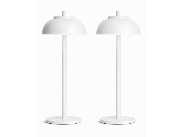 White Cordless Table Lamps, Rechargeable LED Touch Lamp, 2 Pack Waterproof, 5000mAh Battery, Touch Dimming, Wireless Table Lamps for Outdoor Patio,...