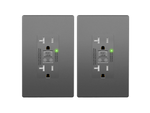 GFCI Outlet 20Amp, Self-Test, ETL Listed, Matte Space Gray, 2-Pack Tamper-Resistant, Ground Fault Protection, LED Indicator, No-False-Trip...