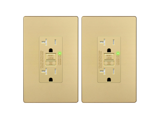 GFCI Outlet 20Amp, GFCI Receptacle, ETL Listed, Matte Gold, 2-Pack Tamper-Resistant, Ground Fault Protection, Self-Test, LED Indicator,...