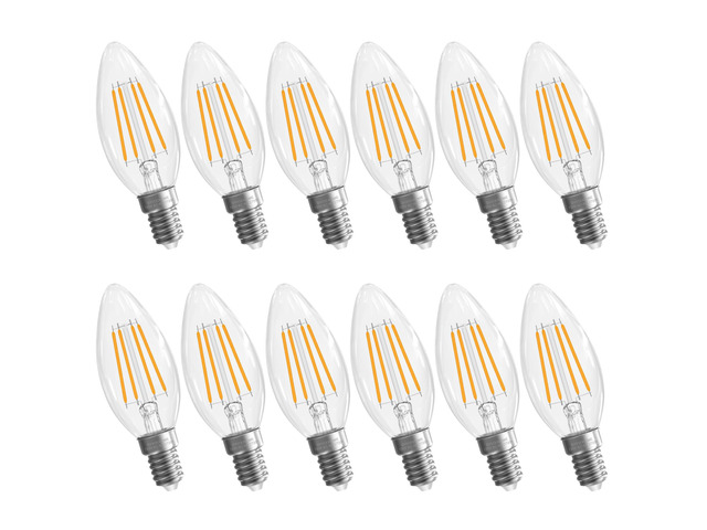 E12 Candelabra Bulb 2700K Soft White, 60W Equivalent, E12 LED Bulb Chandelier Light Bulbs, 12 Pack B10 Candle Light Bulbs, 90+CRI, 600LM, Clear...