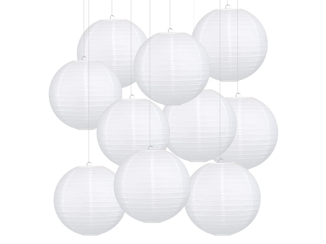 10pcs White Paper Lanterns, 12 inch Hanging Lantern Hanging Round Chinese Paper Lanterns, for Party Decoration, Wedding Anniversary