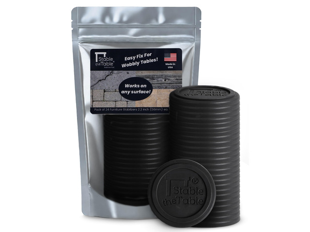 Furniture Leveler, Non-Slip Stabilizer & Floor Protector 24 Pack Charcoal Round, stackable rubber pads, simple 3-in-1 fix, levels wobbly furniture,...