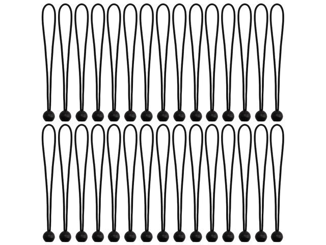 30 Pcs Bungee Cords with Balls 12 inch Black Ball Bungees Heavy Duty Tarp Bungee Cords Trap Weather Resistant Tie Down Strap for Camping, Tents,...