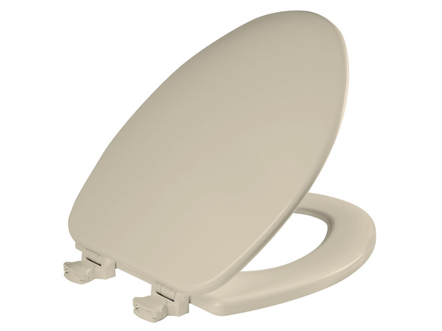 CHURCH Elongated Wood Toilet Seat, Bone Color Easy Clean Hinges Release for Deep Cleans, Durable Enameled Wood Seat - Toilet Seat Elongated