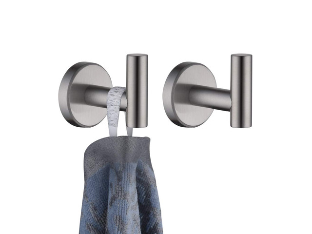 Bathroom Towel Hook Brushed, Coat Robe Clothes Bath Wall Hooks for Kitchen Garage SUS 304 Stainless Steel Thick 0.8mm, 2 Pack Brushed Steel,...