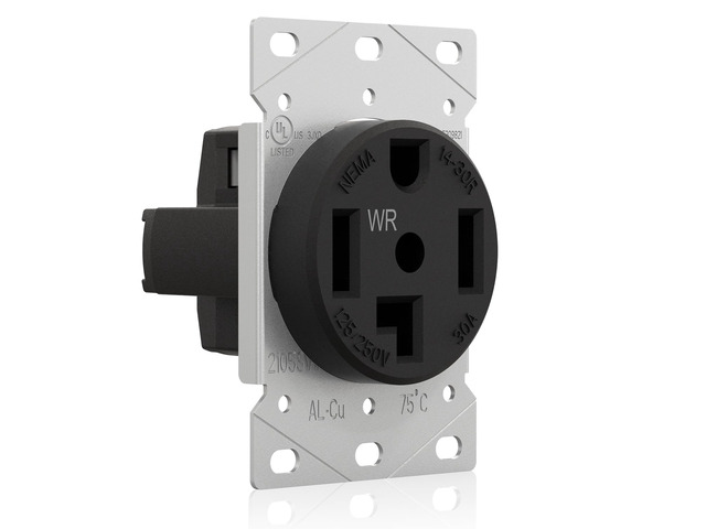 NEMA 14-30R WR Weather Resistant Dryer Outlet, 30 Amps 125/250V Flush Mounting Power Outlet, Straight Blade Heavy Duty Dryer Receptacle, Grounding,...