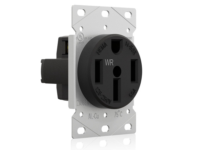 NEMA 14-50R WR Weather Resistant Range Oven Stove Receptacle, 50A 125/250V Flush Mounting Power Outlet, Straight Blade Heavy Duty Range Receptacle,...
