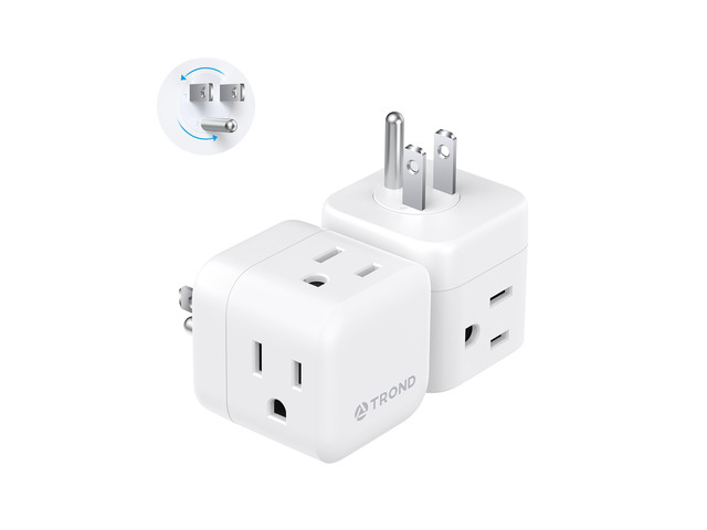 Multi Plug Wall Outlet 2 Pack, 3 Way Outlet Adapter 360 Rotating Plug, Cruise Ship Essentials, Small Wall Outlet Extender for Bathroom, Kitchen,...
