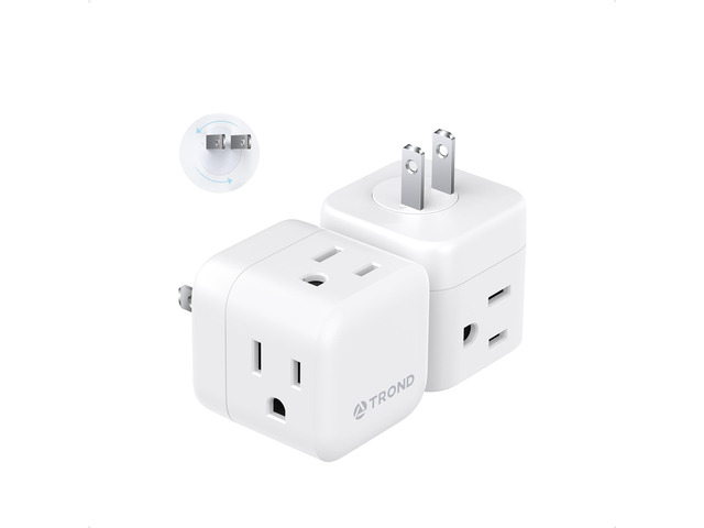 2 to 3 Prong Outlet Splitter 2 Pack - 3 Way Plug Extender 360 Rotating Plug, US to Japan Power Adapter for Travel, 3 Prong Adapter for Non-grounded...