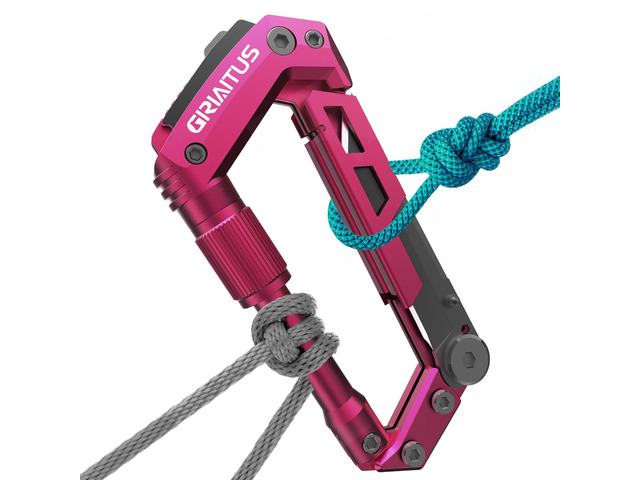 Dark Pink Color Multitool Carabiner EDC Pocket Knife Gifts for Women EDC Carabiners Keychain with Bottle Opener, Rope Cutter, Window Breaker,...