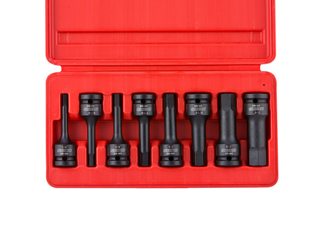 01137B 1/2-Inch-Drive Allen Socket Set, 3-Inch Length, 1/2-Inch Impact Hex-Bit Socket Set, SAE Hex Driver 1/4' to 3/4', CrMo Steel, Impact-Grade,...
