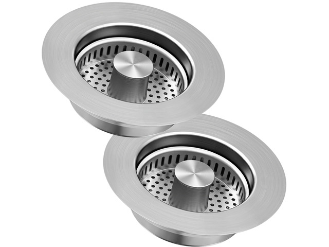 Sink Drain Strainer 3 in 1, 304 Stainless Steel Pop Up Kitchen Sink Stopper with Anti-Clogging Basket, Kitchen Essential Drain Anti-Clog Gadgets,...