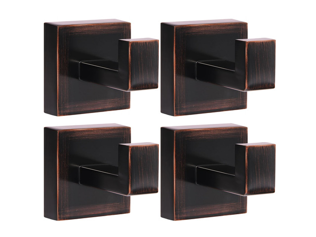 4-Pack Towel Hooks Hand Towel Holder Robe Hanger Red Antique Bronze Bathroom Square Coat Hook Wall Mount Heavy Duty Stainless Steel Hat Hook for...