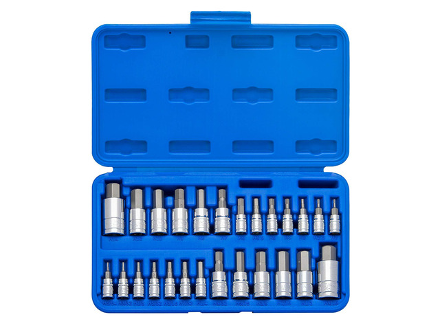 01144A Tamper-Proof Hex Bit Socket Set, 26 Pieces SAE (5/64-9/16) and Metric (2-14MM)