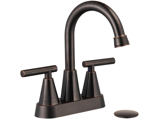 Bronze Bathroom Faucets, Centerset Bathroom Sink Faucet 4 Inch with Pop Up Drain and Supply Hoses, 2 Handle Stainless Steel Faucet for Vanity, RV,...