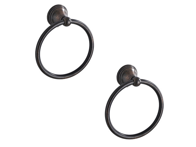 Towel Ring for Bathroom, Oil Rubbed Bronze Hand Towel Holder 2 Pack, Bathroom Accessories and Towel Racks for Bathroom Wall