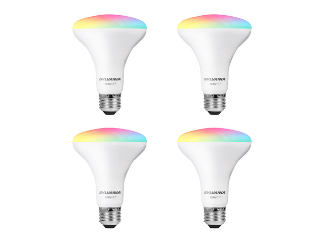 Sylvania WiFi LED Smart Light Bulb, 65W Equivalent Full Color and Tunable White BR30, Dimmable, Works with Alexa and Google Home Only - 4 Pack (75688)