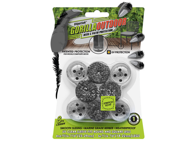 GorillaOutdoor Berber Furniture Feet Pads with Clear Sleeve Sock (8 Pack) Outdoor Furniture Sliders for Round & Square Legs, Small