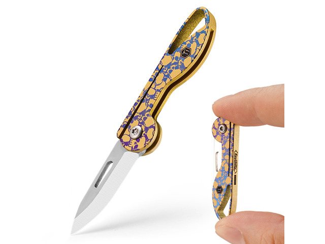 KK05 Titanium Mini Pocket Knife, 1.06-Inch Blade, Skull Lightweight EDC Knife for opening packages and snack wrappers, removing clothing tags, and...
