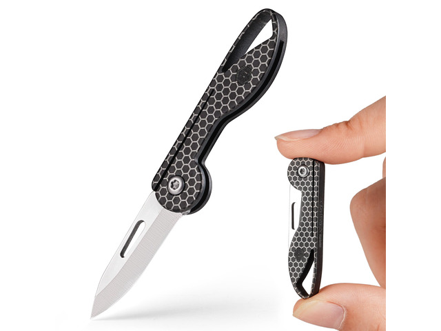 KK05 Titanium Mini Pocket Knife, 1.06-Inch Blade, Hex Black Lightweight EDC Knife for opening packages and snack wrappers, removing clothing tags,...