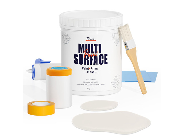 All-in-One Paint - Multi Surface Ivory White Paint - Furniture and Cabinet for Interior/Exterior - No Sanding, Quick Drying, Perfect for Wood,...