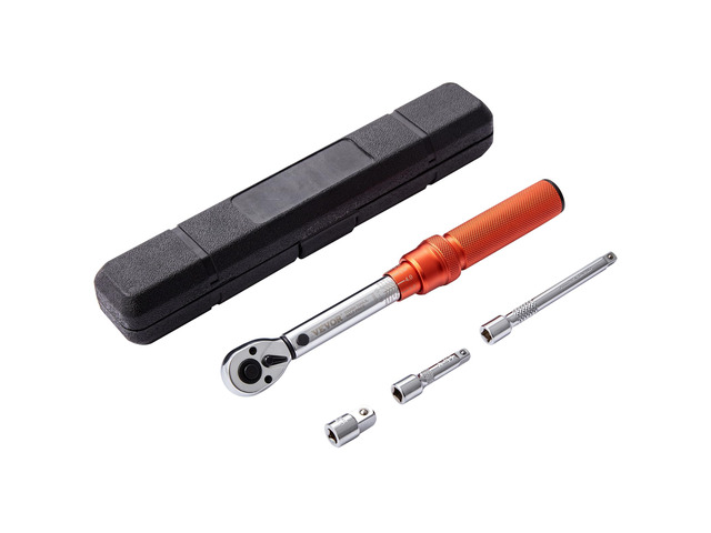 1/4-inch Drive Click Torque Wrench, 20-200in. lb/3-23n. m Mechanical Dual Range Scales, Dual-Direction Adjustable with Adapters Extension Rod