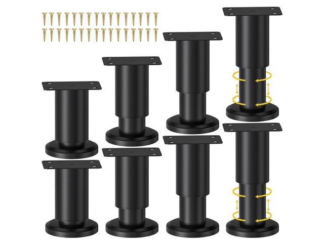 8 Pcs Metal Adjustable Furniture Legs 3.15-4.72 inch, Adjustable Cabinet Legs for Sofa/Bed/Chair/Couch/Dresser/Table,Heavy Duty Bed Replacement...