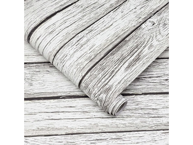 Wood Wallpaper Peel and Stick Shiplap Contact Paper 17.3' × 393' Self Adhesive Wallpaper Removable White and Grey Wood Grain Wall paper Vintage...