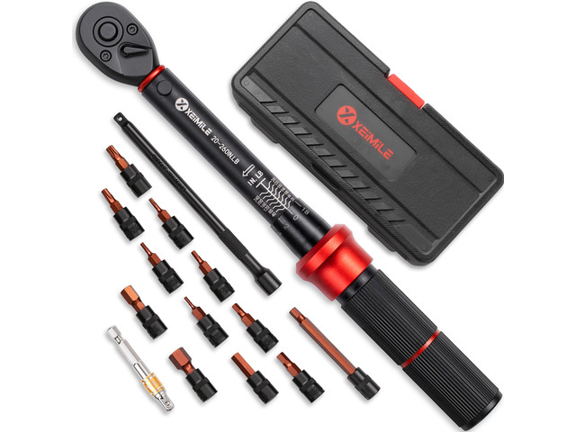 15Pc 1/4' Bike Torque Wrench Set 20-260In. Lb for Bicycle Motorcycle Inch Pound Click Bike Torque Wrench(2.3-29.4Nm),72T Dual Direction 3%...