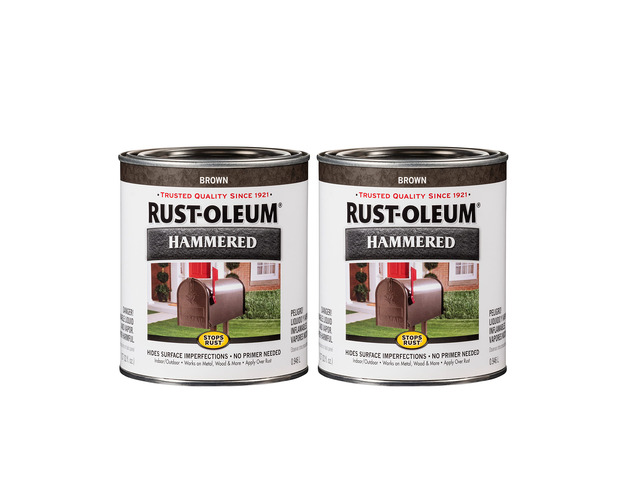 Stops Rust Brush On Protective Enamel Paint, Hammered Brown Rust and Corrosion Resistant, Indoor and Outdoor Durability, Beautiful Finish on Metal,...