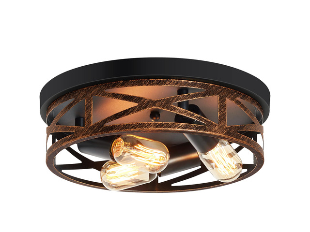 Farmhouse Ceiling Light,Hallway Light Fixtures Ceiling,Rustic Metal Black 3-Light Flush Mount Light Fixture for Farmhouse,Kitchen,Entryway,Hall (1...