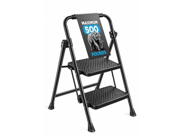 Step Ladder 2 Step Folding Step Stool Step Ladder with Wide Anti-Slip Pedal Step Stool Foldable for Adults Lightweight, Portable Steel Use for Home...