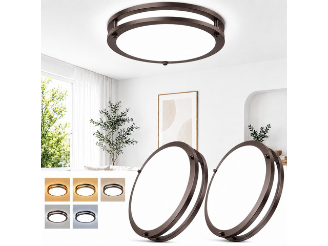 2-Pack Oil-Rubbed Bronze Flush Mount LED Ceiling Lights, 13Inch 36W Super Bright 3600lm Dimmable Ceiling Light Fixtures, 5CCT Selectable...