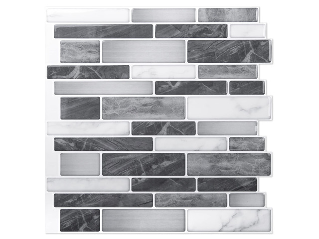 10-Pack Marble Wall Tile Peel and Stick Backsplash, 12 x 12 in, Grey Strong Adhesion, Lightweight, Cuttable, Waterproof, Fadeless, Crack Resistant,...