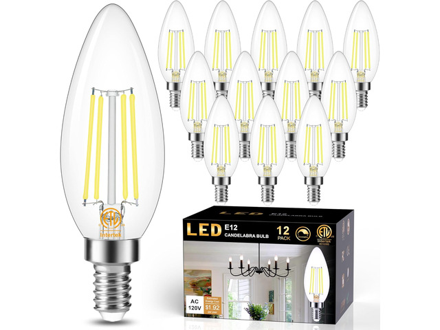 Dimmable E12 LED Bulb 40 Watt Equivalent, 4000K Natural Daylight Candelabra LED Light Bulbs 4W, 400LM, CRI 85+, Type B LED Bulb, Clear Filament...