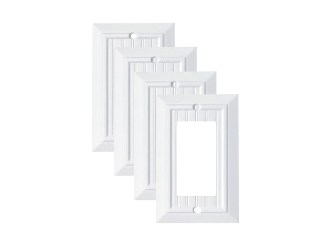 Pure White Classic Beadboard Wall Plates,Light Switch Covers,Electrical Outlet Covers, Switch Plates of Various Combination, Nature Bamboo Fiber...