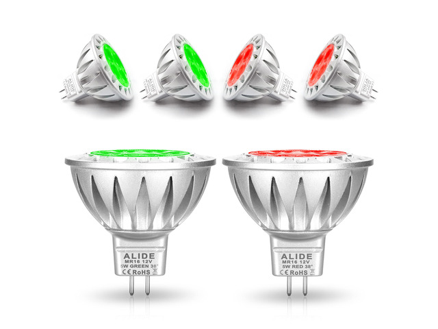 Red Green MR16 Led Bulbs 12v Low Voltage for Landscape Christmas GU5.3 Replace 20W 35W 50W Halogen, 5W Red Green MR16 for Holiday Decoration...