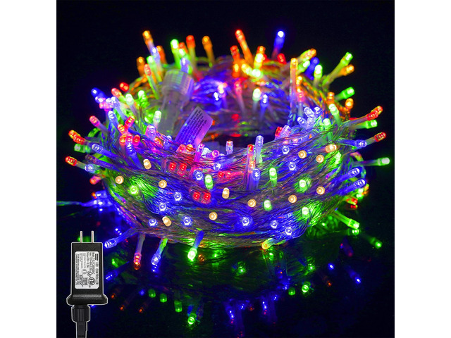 300 LED String Lights Outdoor Indoor, Extra Long 98.5FT Christmas Lights, 8 Lighting Modes, Plug in Waterproof Fairy Lights for Wedding Party...
