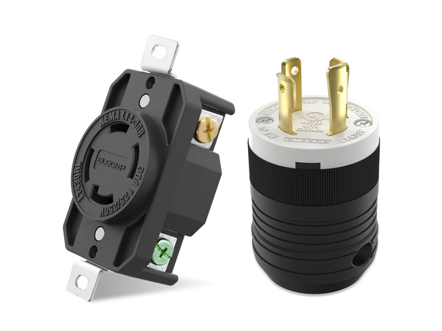 NEMA L14-30P & NEMA L14-30R Locking Plug and Receptacle, Generator Twist Lock Plug & Socket/Outlet, 30 Amp 125/250V 3 Pole 4 Wire Grounding,...