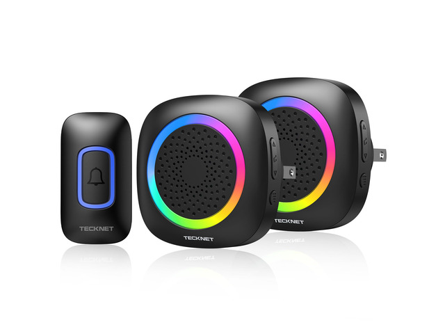 Wireless Doorbell, Plug in Door Bells Wireless Cordless with 2 Receivers, IP66 Waterproof Wireless Door Chime Kit with RGB Light, 400M Wireless...