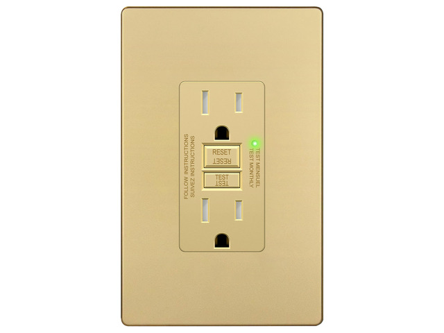 GFCI Outlet 15Amp, GFCI Receptacle, Self-Test, ETL Listed, Matte Gold Tamper-Resistant, Ground Fault Protection, LED Indicator, No-False-Trip...