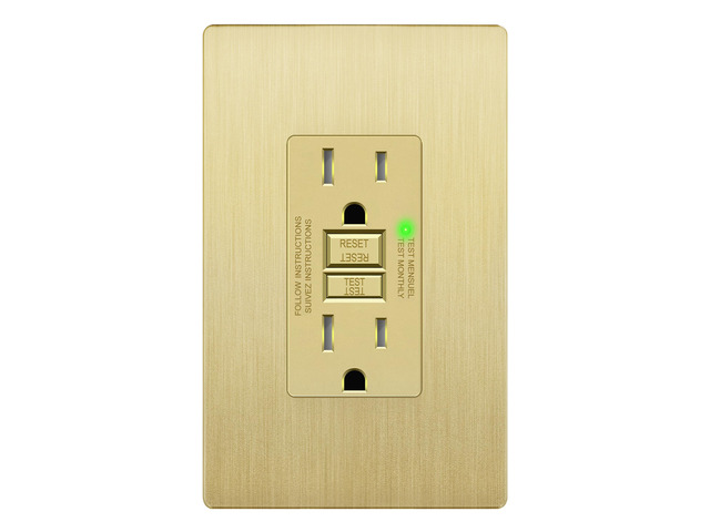 GFCI Outlet 15Amp, Brushed Wall Plate, ETL Listed, Matte Gold Tamper-Resistant, LED Indicator, Screwless Wall Plate, GFCI Receptacle,...