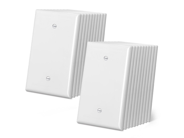 Oversized Blank Wall Plate, 20 Pack Jumbo Blank Outlet Covers, 1-Gang No Device Switch Plates, Over-Size 3.5 x 5.5, Impact Resistant, Gloss White,...