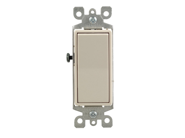 15 Amp, 120/277 Volt, Decora Rocker Single-Pole AC Quiet Switch, Residential Grade, Grounding, 10 Pack, 5601-2TM, Light Almond
