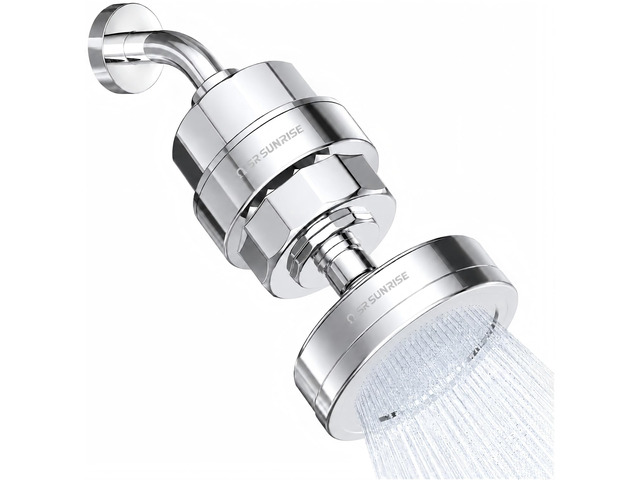 20+3 Stage Filtered Shower Head for Hard Water, 4.7-Inch Chrome 1 cartridge, high pressure, reduces chlorine and odor, wall-mount, stainless steel...