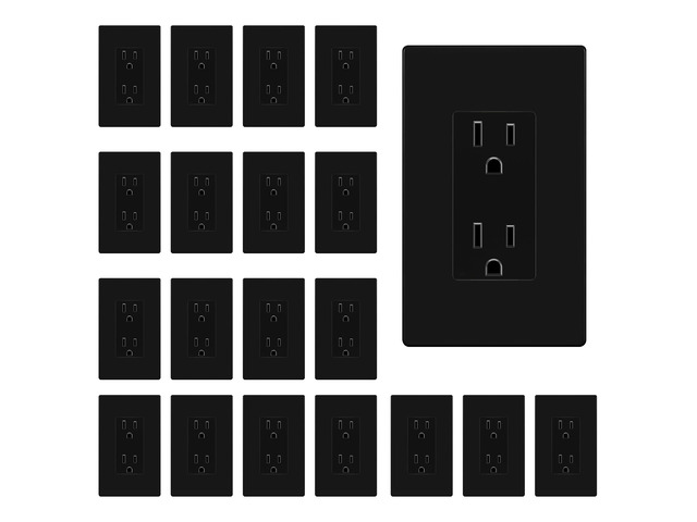 20 Pack Decorator Outlet 15A Receptacle with Screwless Wall Plate Self-Grounding, UL Listed, Standard Residential Electrical Outlets for Home,...