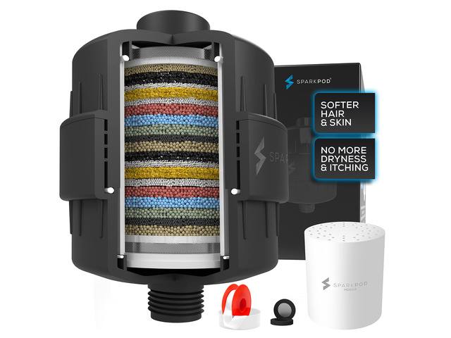 23-Stage Shower Head Filter for Showerheads, Black Matte Removes Chlorine & Heavy Metals, Helps Improve Hard Water, with Activated Carbon and...