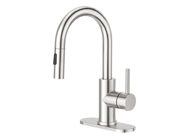 Bathroom Faucet with Pull Out Sprayer,Brushed Nickel Single Handle Kitchen Bar Faucets for Mini Sink Pull Down Vanity Mixer Tap 2 Water Modes,cUPC/NSF
