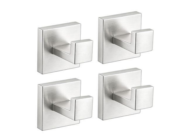 4 Piece Towel Hook - Bathroom Coat Hook - Brushed Nickel Wall Mounted Towel Hooks for Bathroom, Stainless Steel Towel Holder, Heavy Duty Towel...